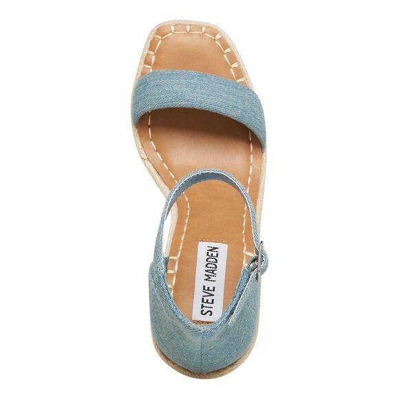 STEVE MADDEN Womens Blue 1/2" Platform Submit Toe Wedge Espadrille Shoes 8.5 - Picture 3 of 4